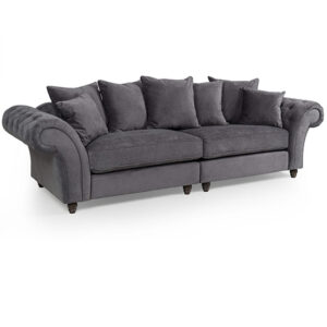 Haimi Fabric Sofa 4 Seater Sofa With Wooden Legs In Grey