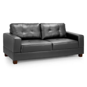 Jerri Faux Leather 3 Seater Sofa In Black
