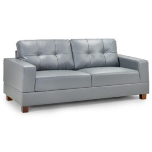 Jerri Faux Leather 3 Seater Sofa In Light Grey