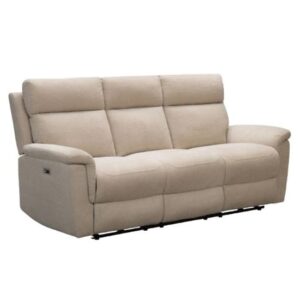 Dessel Chenille Fabric Fixed 3 Seater Sofa In Natural