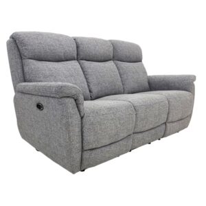 Kavon Fabric Electric Power Recliner 3 Seater Sofa In Grey