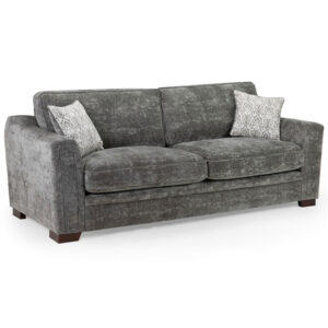 Accra Velvet 4 Seater Sofa With Solid Wood Frame In Grey