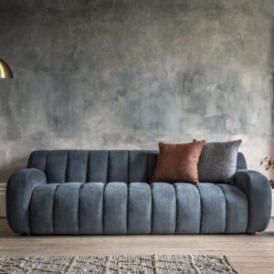 Caen Fabric 3 Seater Sofa In Blue