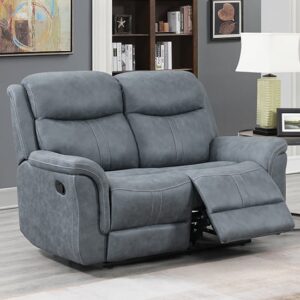 Proxima Manual Fabric Recliner 2 Seater Sofa In Slate Grey