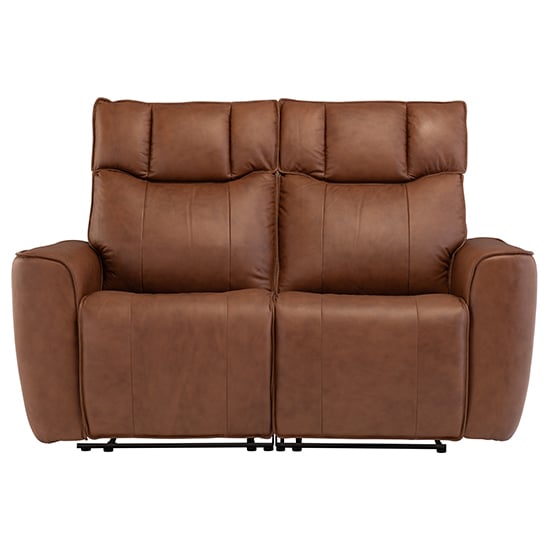 Dessel Faux Leather Electric Recliner 2 Seater Sofa In Tan