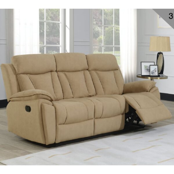 Killeen Fabric Recliner 3 Seater Sofa In Sand