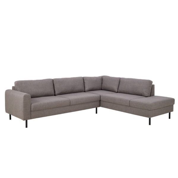 Onalaska Fabric Corner Sofa In Light Grey Brown