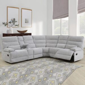 Encino Fabric Recliner Corner Sofa In Grey