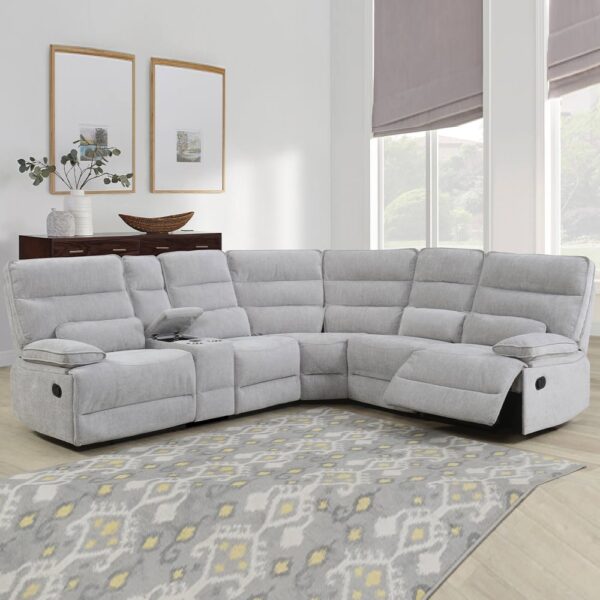 Encino Fabric Recliner Corner Sofa In Grey
