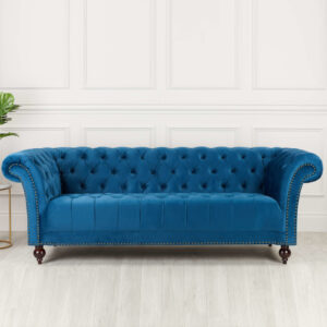 Chanter Fabric 3 Seater Sofa In Midnight Blue