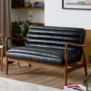 Marseille Faux Leather 2 Seater Sofa - Black