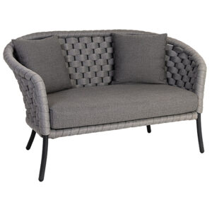 Crod Fabric Garden 2 Seater Sofa With Cushion In Light Grey