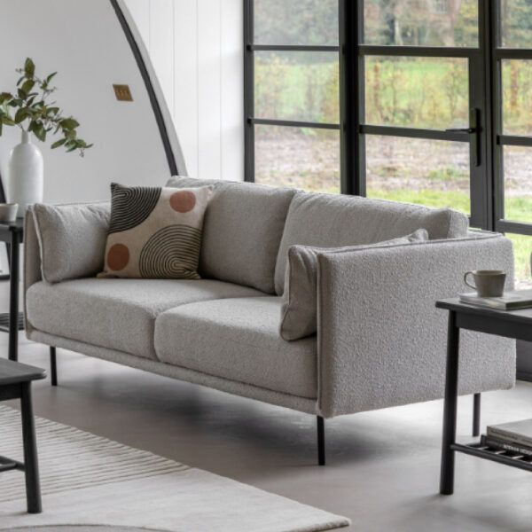 Magnolia Fabric 2 Seater Sofa With Black Legs In Natural