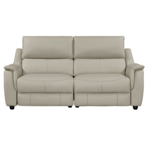 Milun Leather Electric Recliner 3 Seater Sofa In Cloud