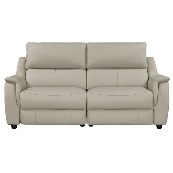 Milun Leather Electric Recliner 3 Seater Sofa In Cloud