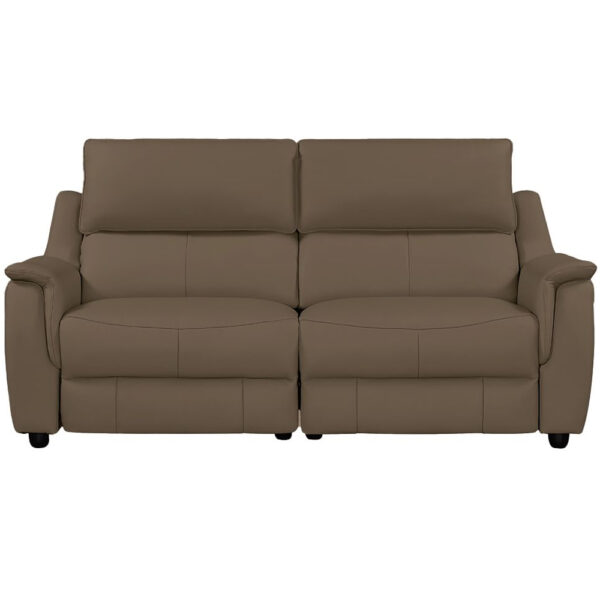 Milun Leather Electric Recliner 3 Seater Sofa In Dark Taupe